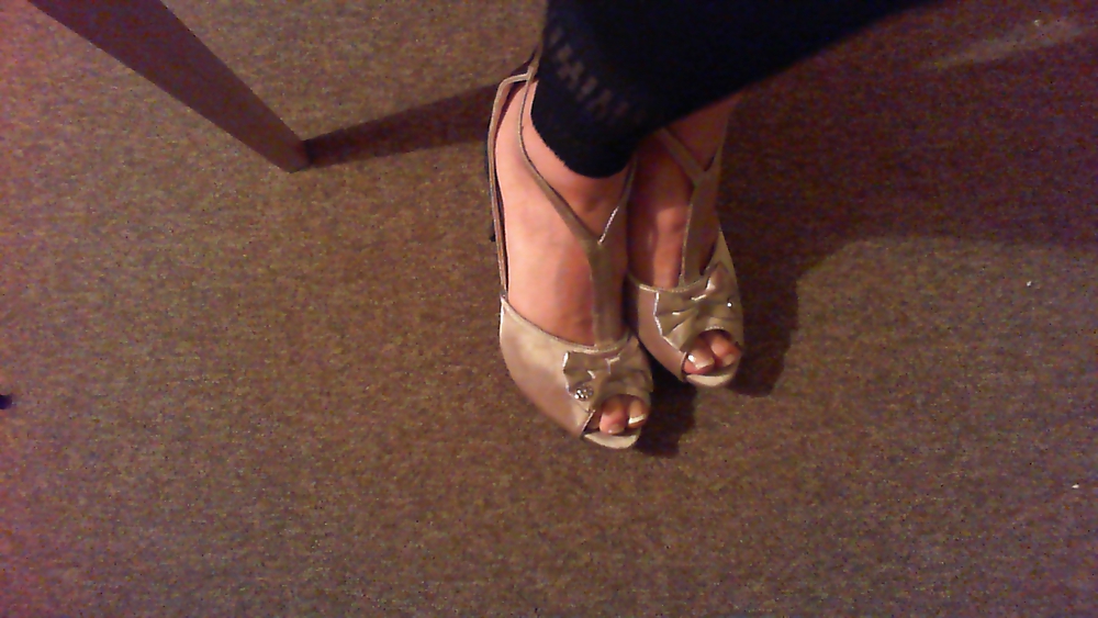 My feet in heels and pantyhose leggins #9335219