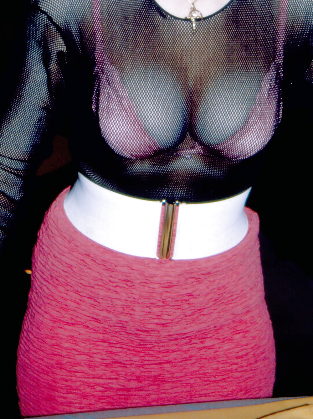 Sag - Frau Titten Rosa BH & Minirock & Black Netzhemd 05 #14709568