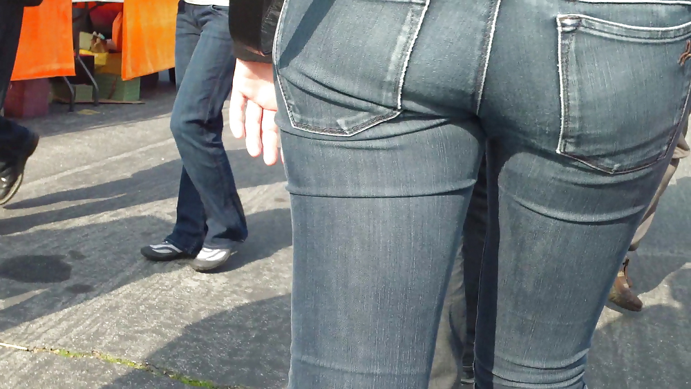 Sexy tall teen butt & ass in blue jeans #10618189