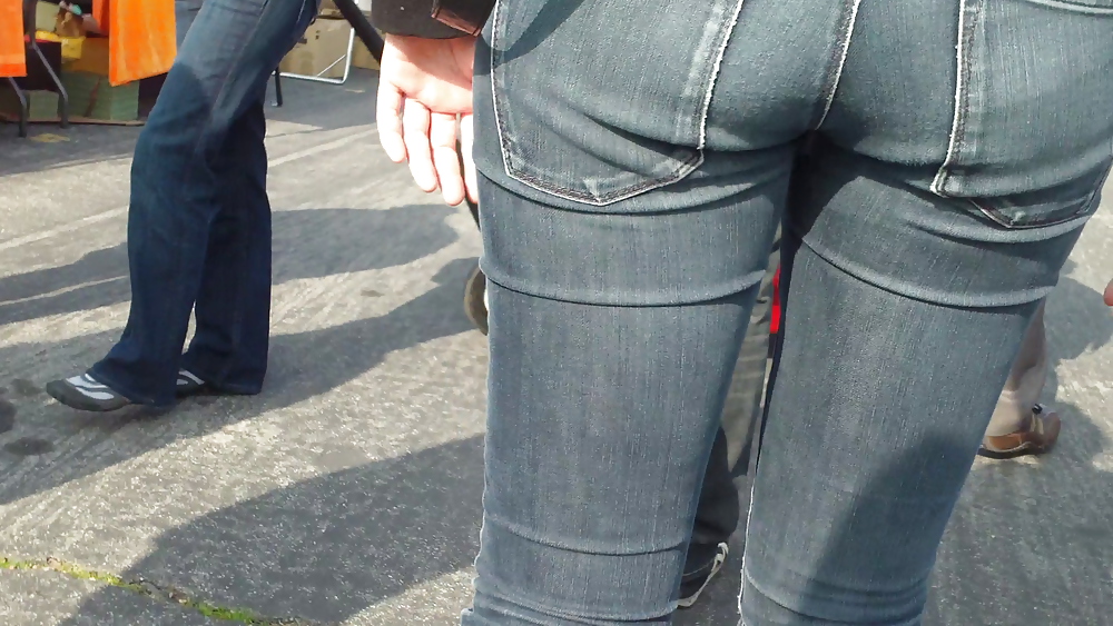 Sexy tall teen butt & ass in blue jeans #10618213