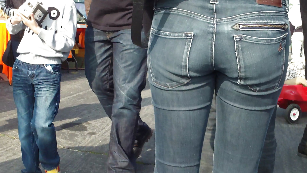 Sexy tall teen butt & ass in blue jeans #10618224
