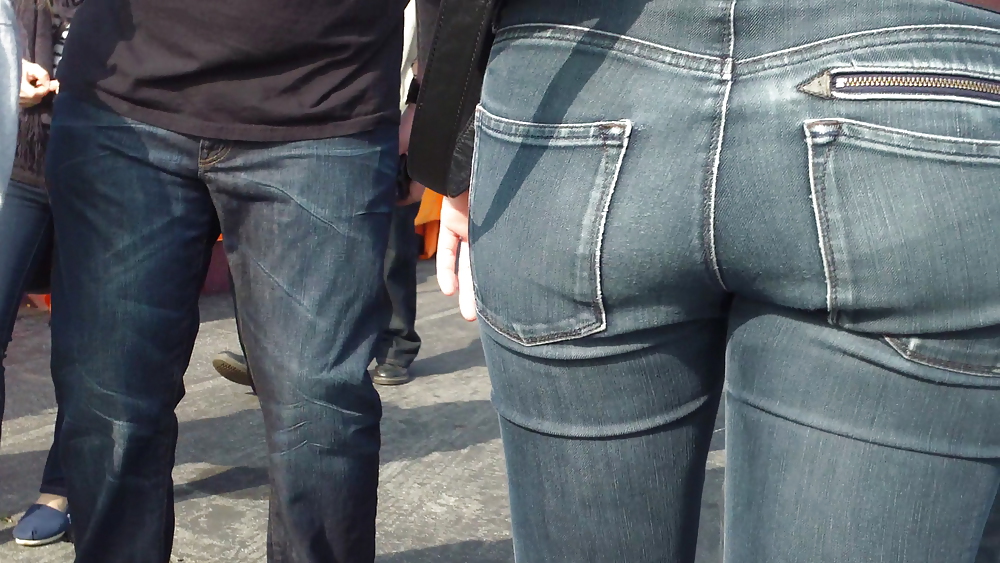 Sexy tall teen butt & ass in blue jeans #10618245