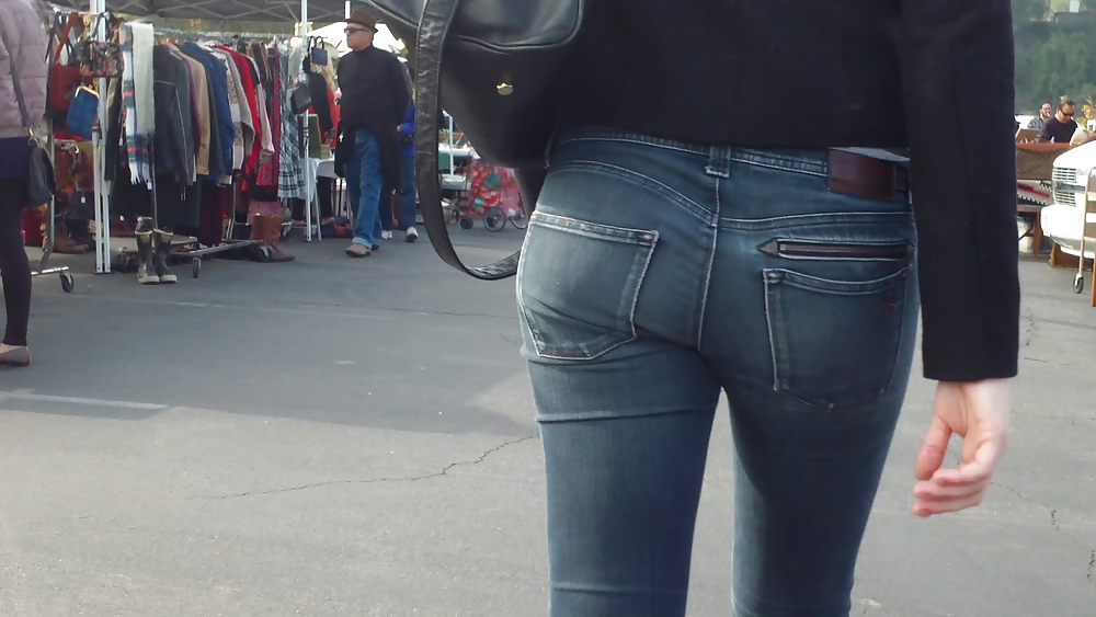 Sexy tall teen butt & ass in blue jeans #10618262