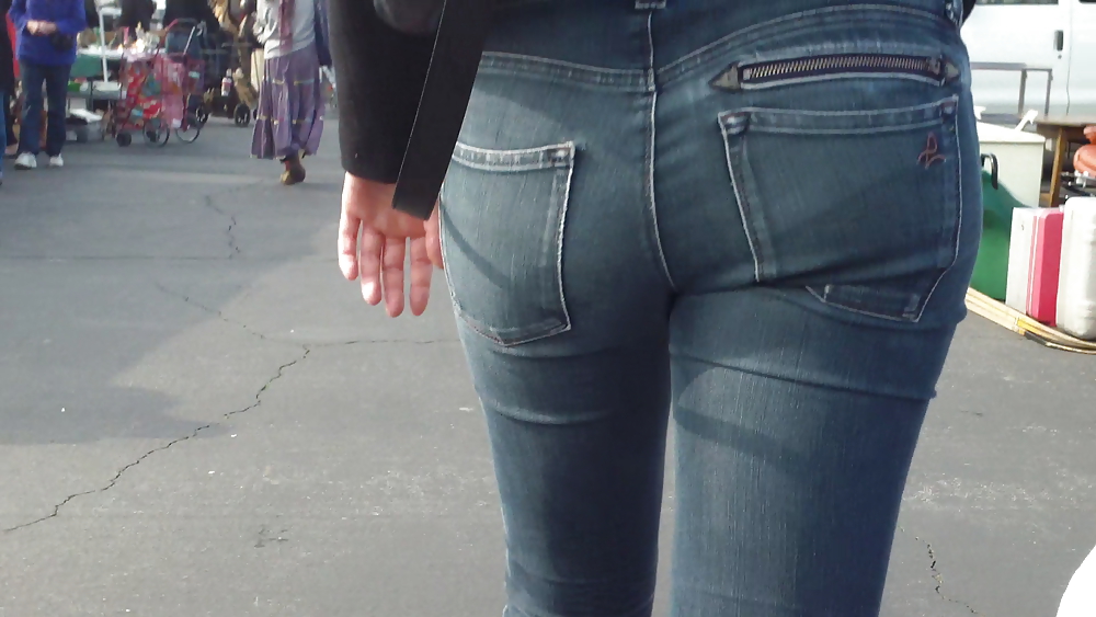 Sexy tall teen butt & ass in blue jeans #10618283