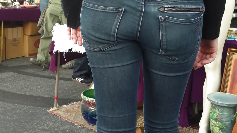 Sexy tall teen butt & ass in blue jeans #10618296