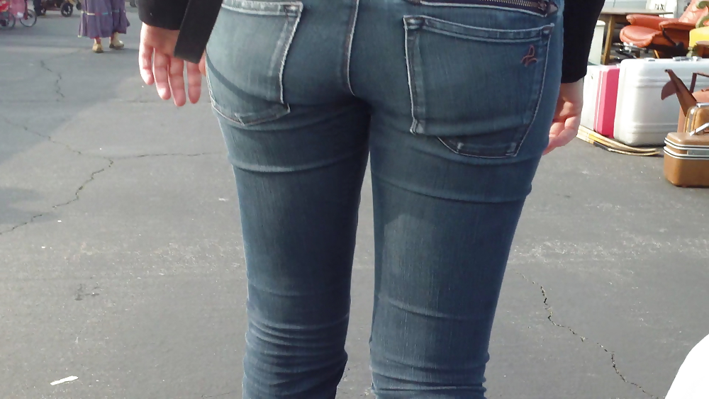 Sexy tall teen butt & ass in blue jeans #10618333