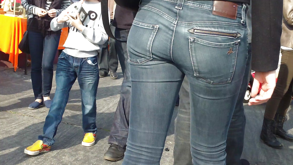 Sexy tall teen butt & ass in blue jeans #10618411