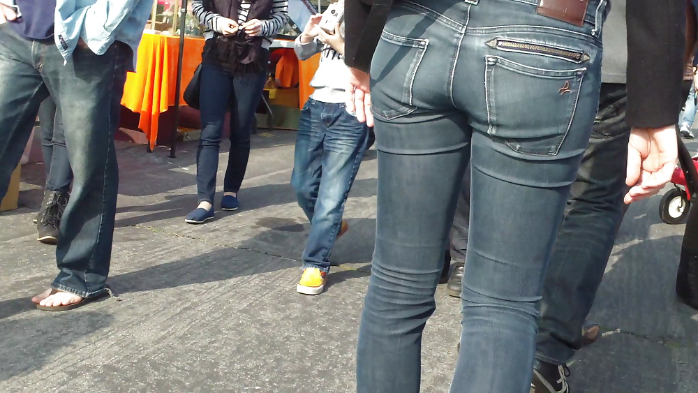 Sexy tall teen butt & ass in blue jeans #10618441