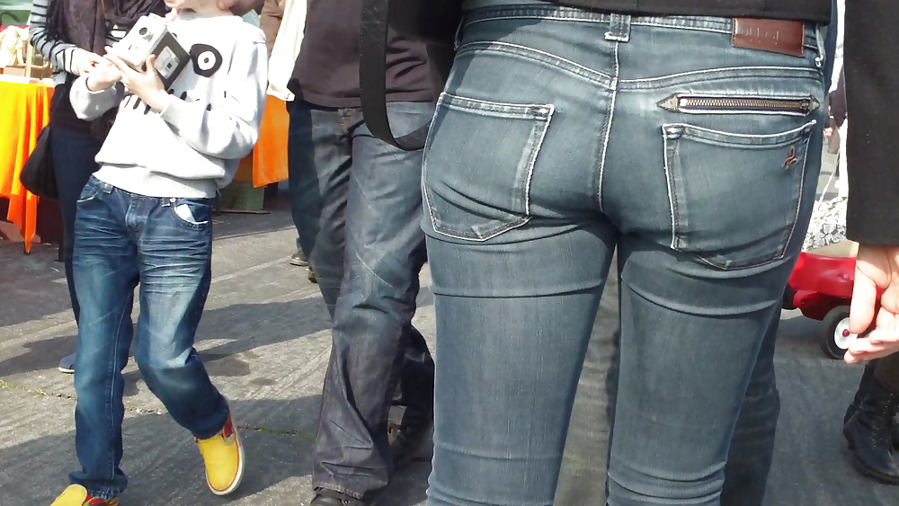 Sexy tall teen butt & ass in blue jeans #10618463
