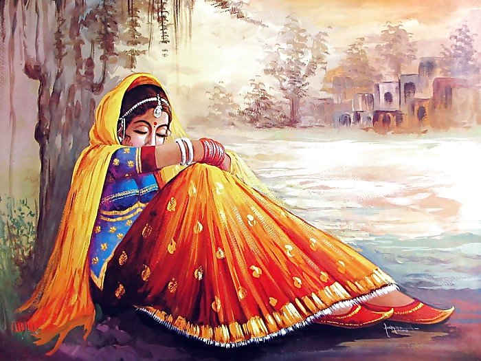 Peintures Indiennes: Les Femmes Rajasthani 01 #2508007