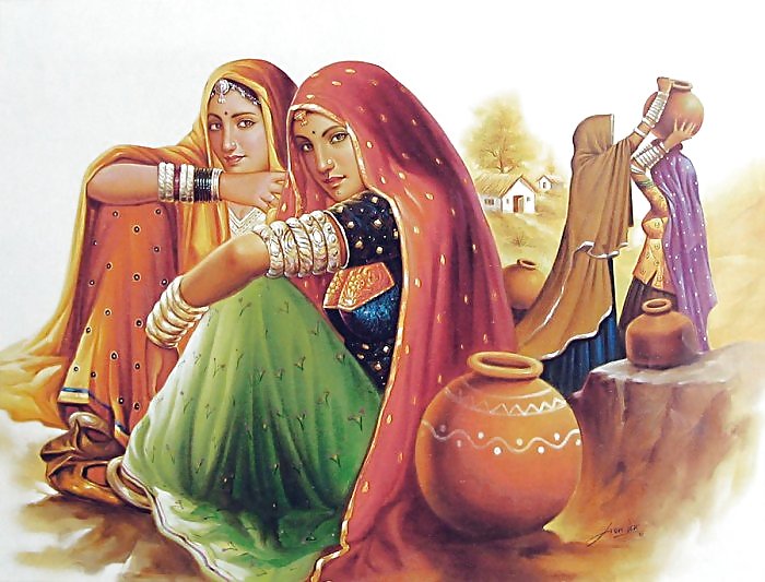Peintures Indiennes: Les Femmes Rajasthani 01 #2508065