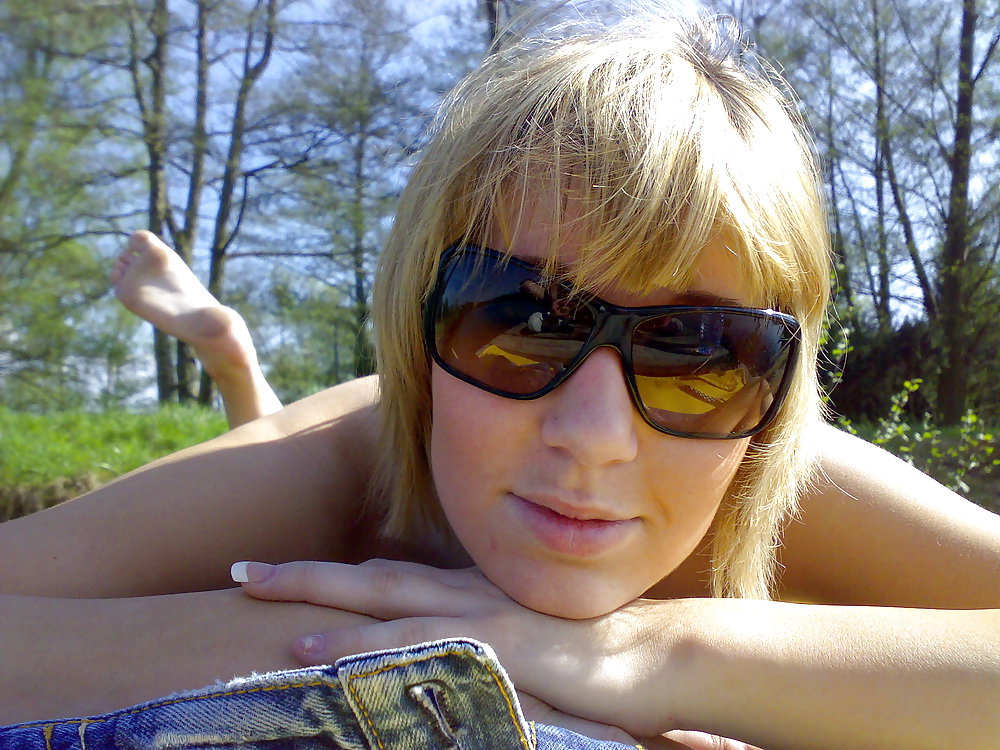 Blonde teen  at sun! real beautiful tits !! #6591047