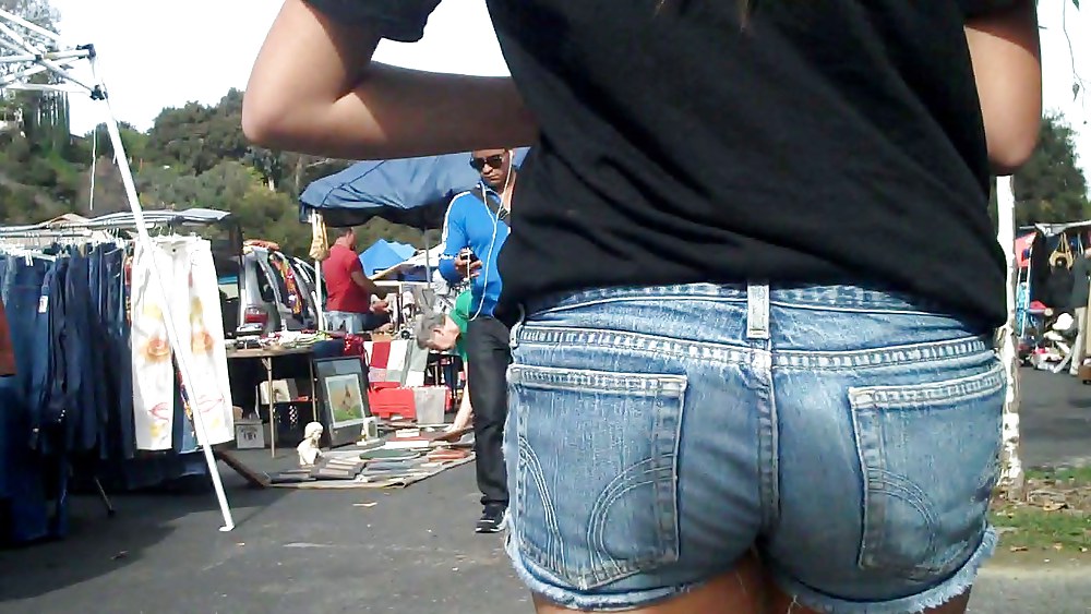 Teen ass & butt in blue jeans shorts #6176566