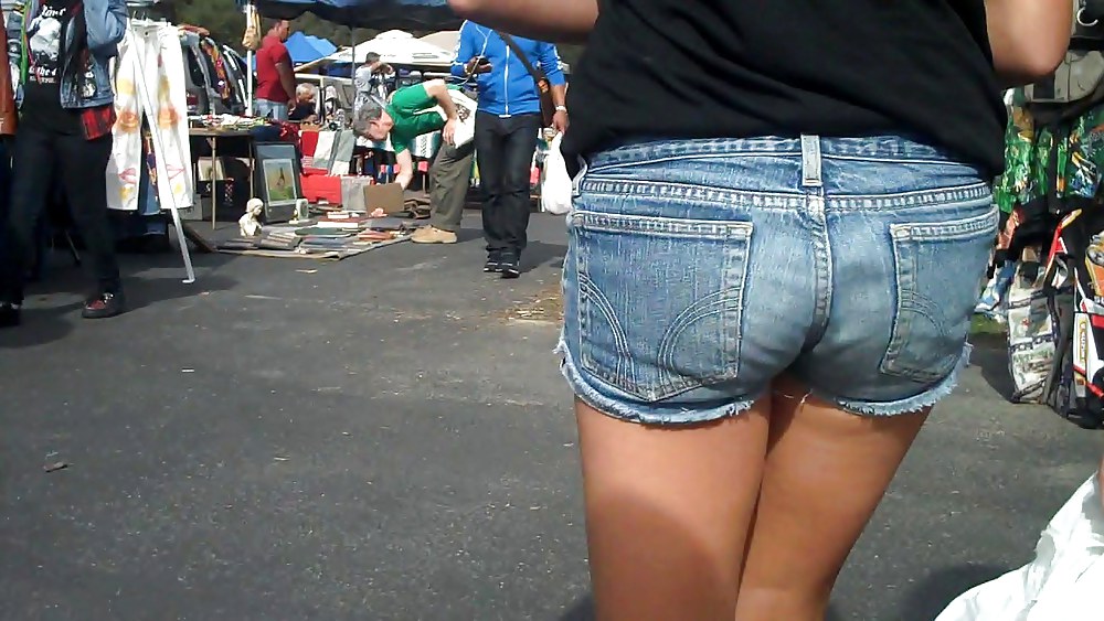 Teen ass & butt in blue jeans shorts #6176644