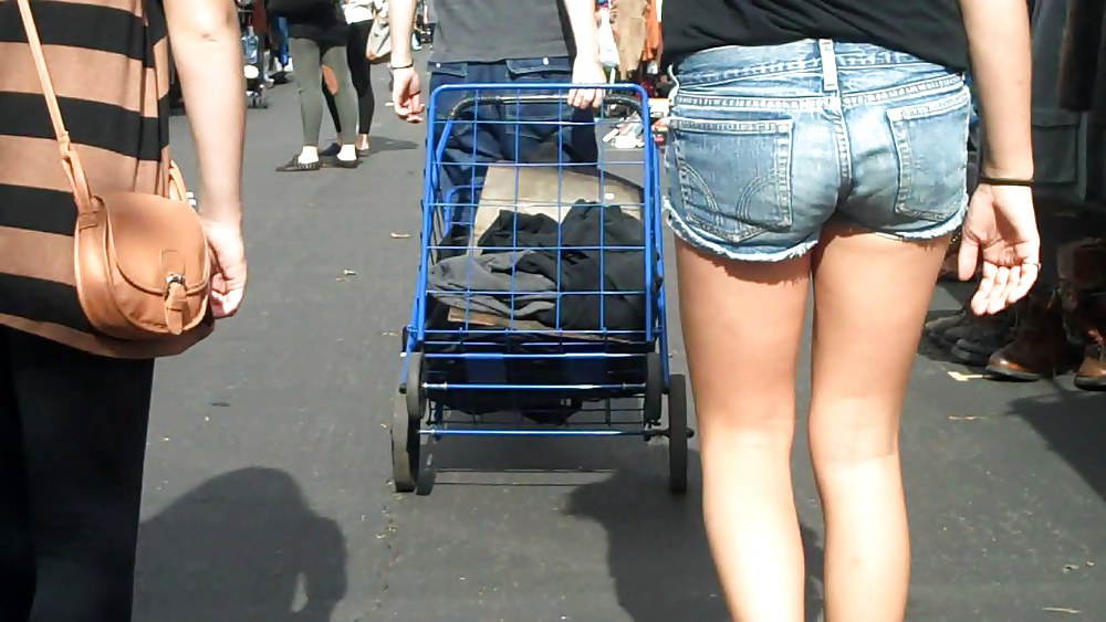 Teen ass & butt in blue jeans shorts #6176689