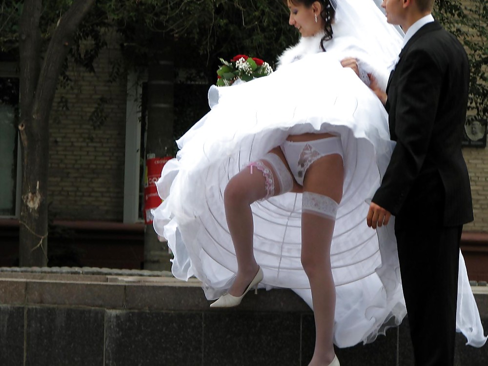 BRIDES wedding voyeur upskirt white panties and bra #21329137