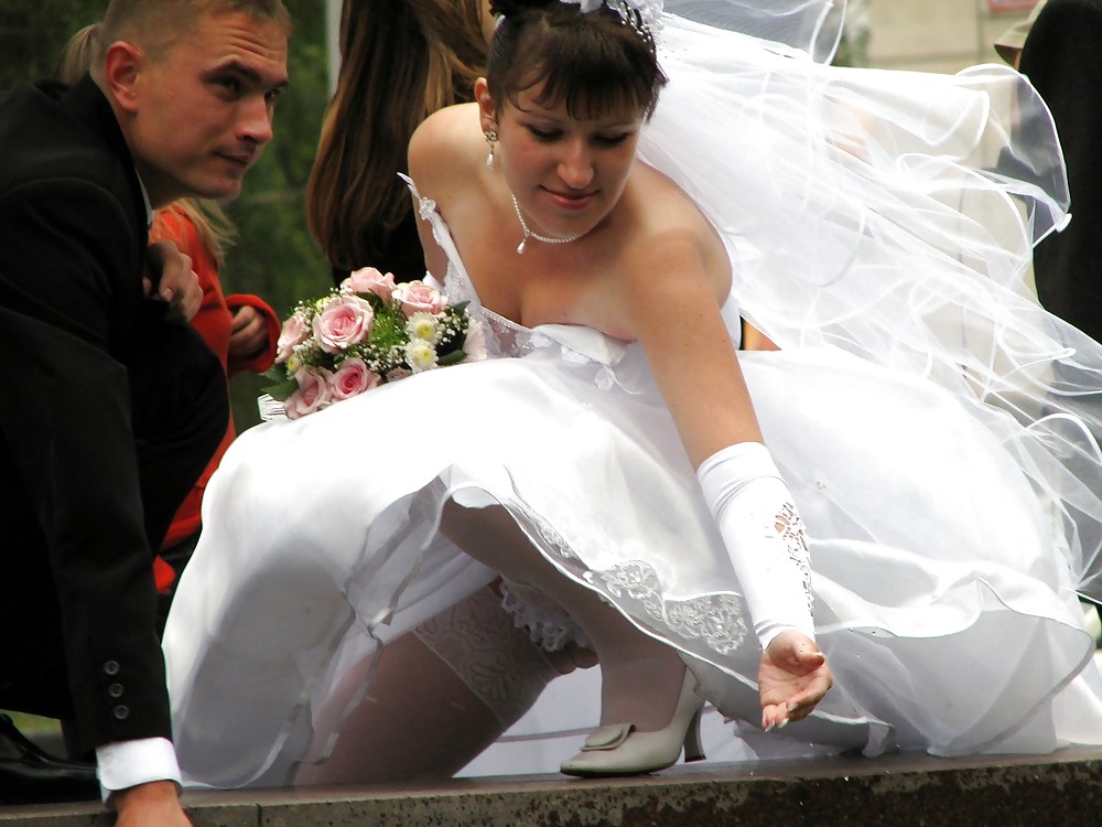 BRIDES wedding voyeur upskirt white panties and bra #21329171