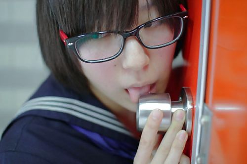 Hot asian girls licking door knobs #17525579