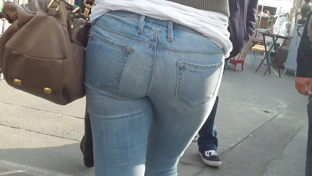 Sexy teen butt & ass in tight blue jeans  #9148305