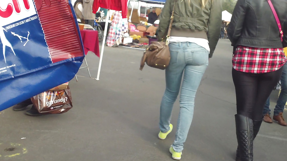 Sexy teen butt & ass in tight blue jeans  #9148367