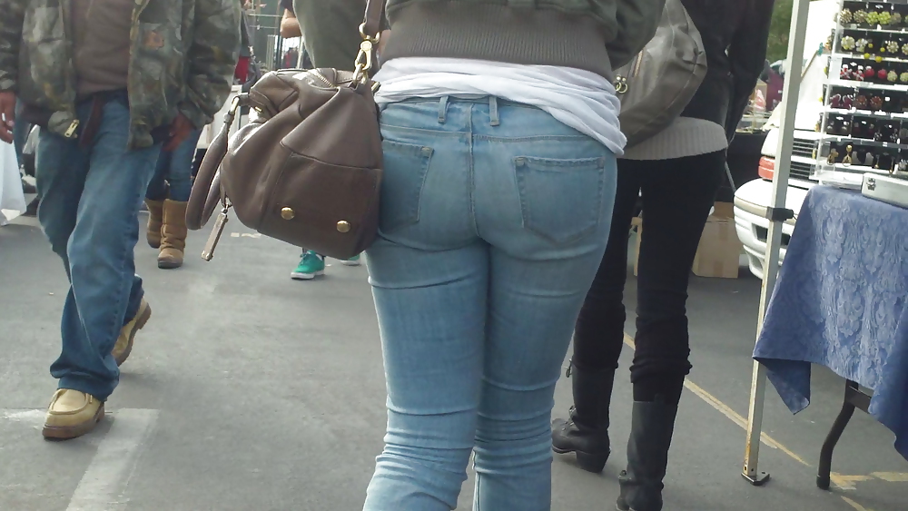 Sexy teen butt & ass in tight blue jeans  #9148388
