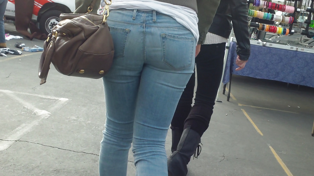Sexy teen butt & ass in tight blue jeans  #9148442