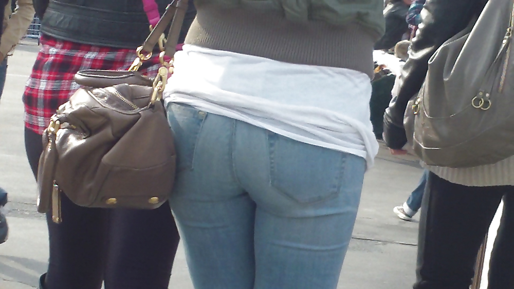 Sexy teen butt & ass in tight blue jeans  #9148552