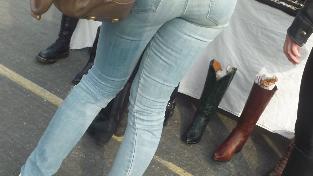 Sexy teen butt & ass in tight blue jeans  #9148601