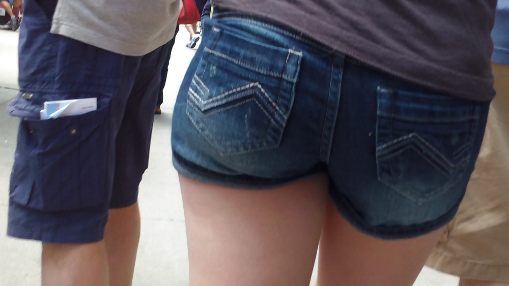 Her butt & ass in tight jean shorts  #18996012