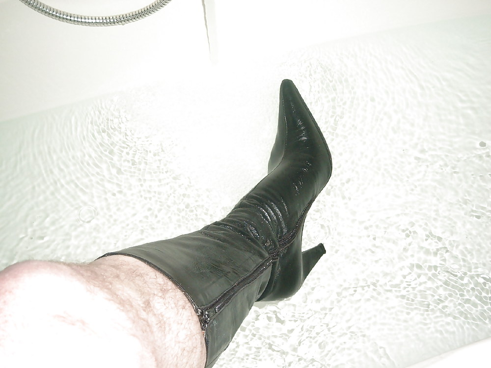 Fun with Leather Boots in the Tub #19623834