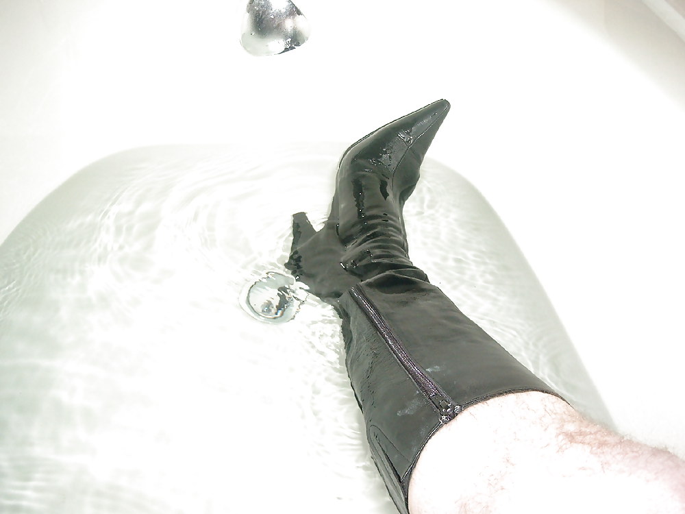 Fun with Leather Boots in the Tub #19623849