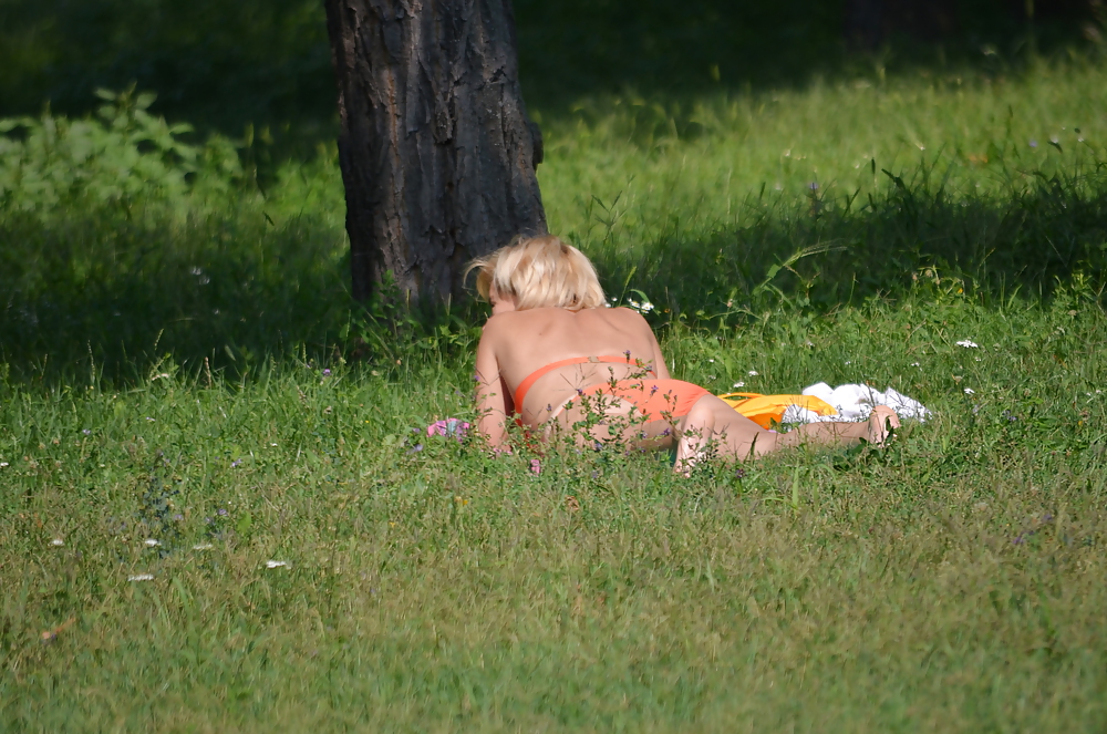 Milf to sunbathe in the park #14803443