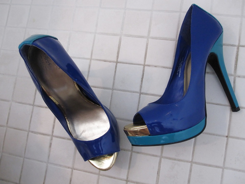 Mossimo azul zapatos de tacón alto peep toe cummed #2
 #21332136