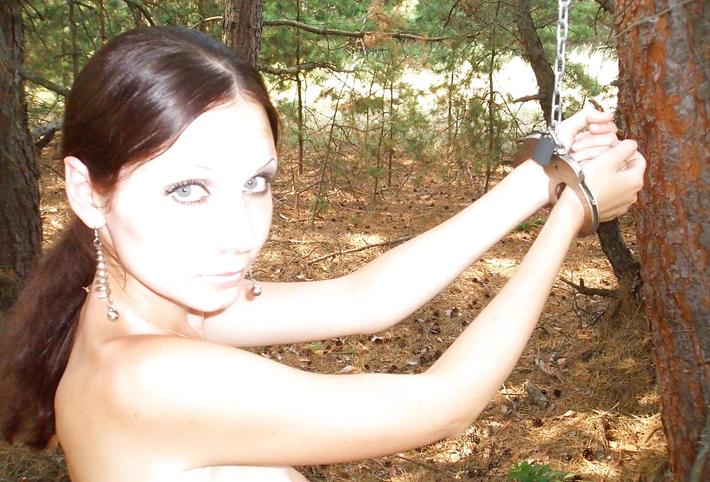 Brunette outdoor chained #22243803