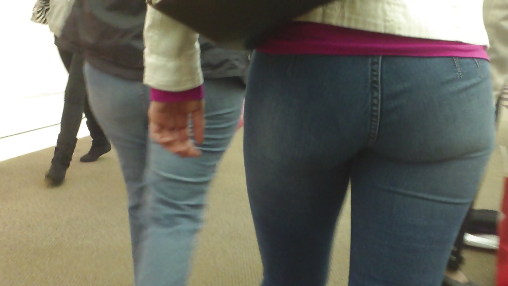 Smooth sexy teen ass & butt in tight blue jeans  #6577531