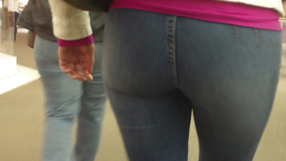 Smooth sexy teen ass & butt in tight blue jeans  #6577541