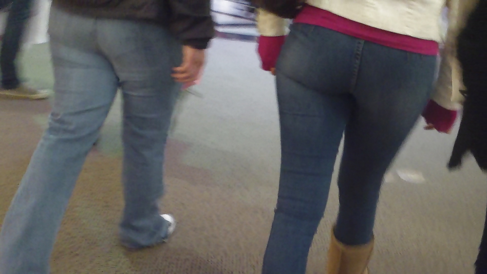 Smooth sexy teen ass & butt in tight blue jeans  #6577547