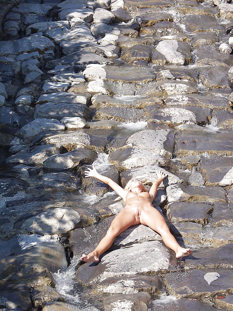Sexy German Blonde Amateur Bitch exposed in the Mountains