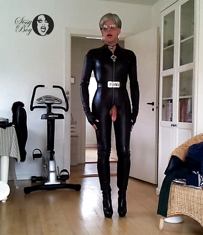 Sissy sexy leather catsuit #17224582