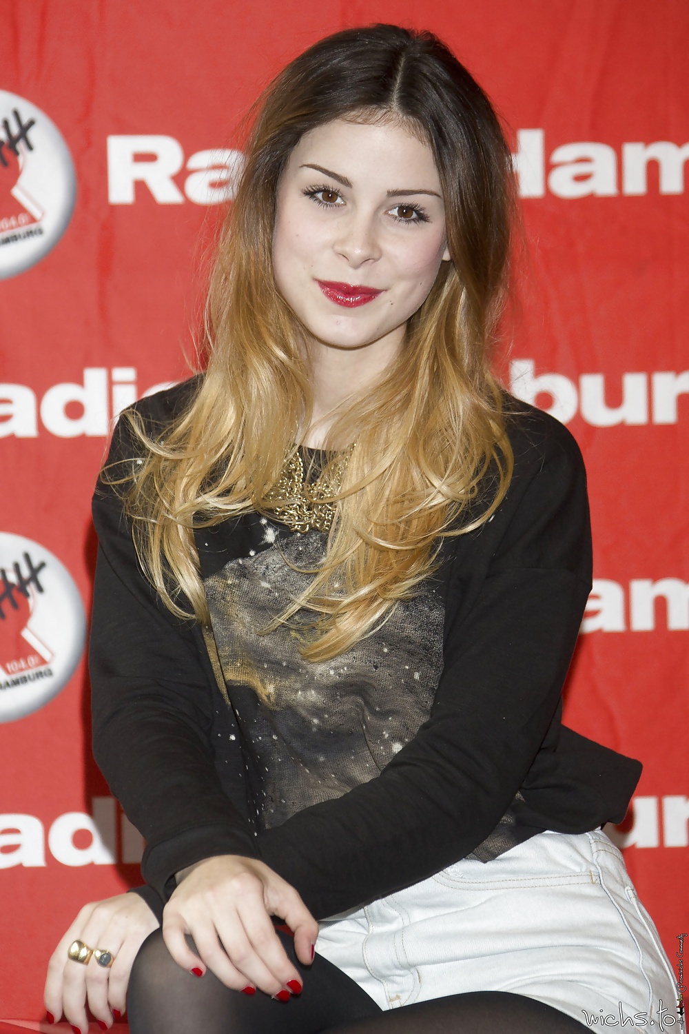 Lena Meyer-Landrut RED Lips, RED Nails, BLACK Nylons #21243799