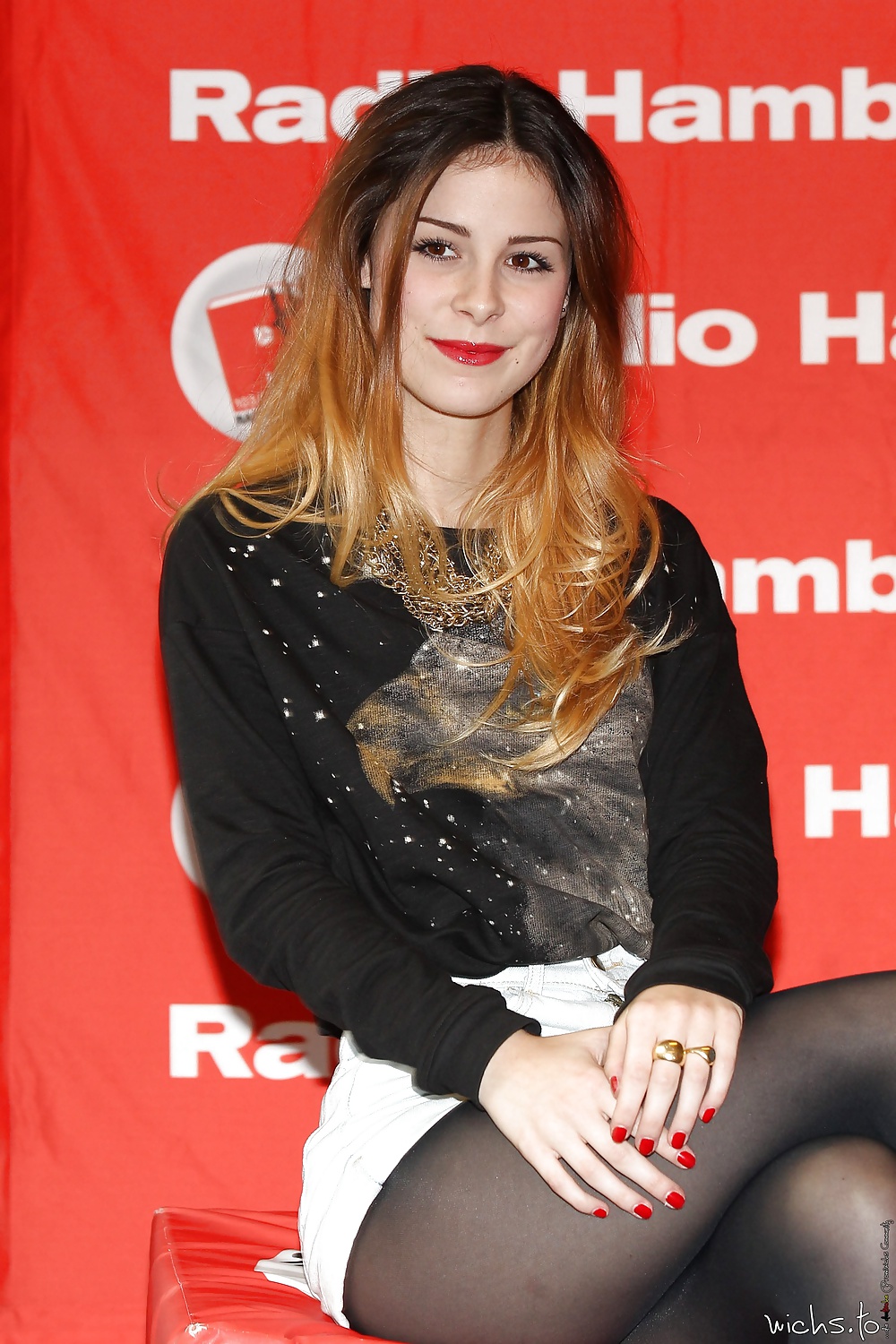 Lena Meyer-Landrut RED Lips, RED Nails, BLACK Nylons #21243941