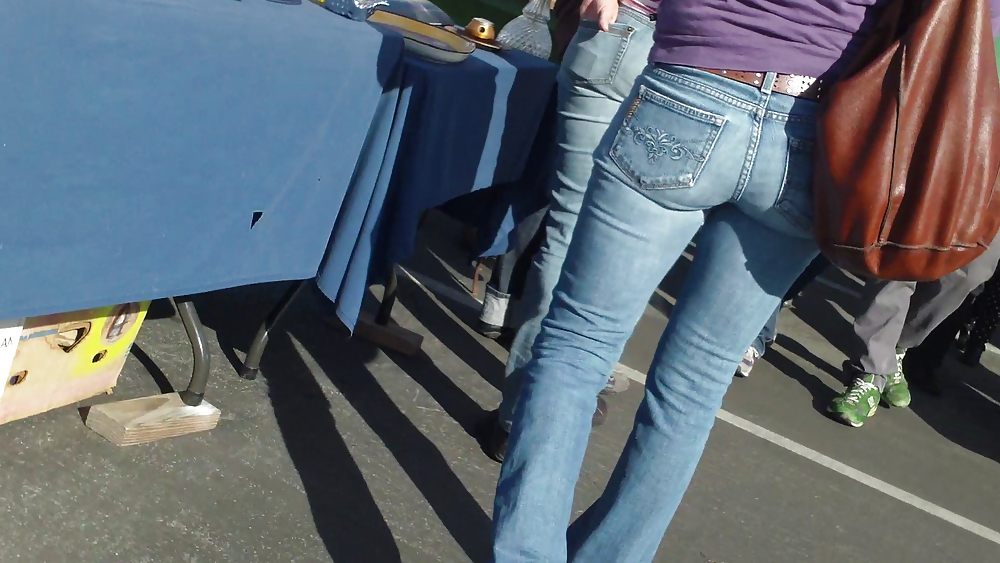 Nice round bubbly butt & ass in tight blue jeans #8871067