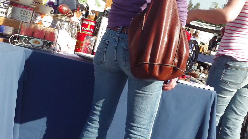 Nice round bubbly butt & ass in tight blue jeans #8871074