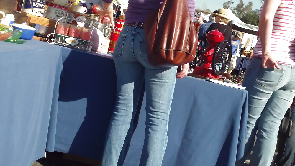 Nice round bubbly butt & ass in tight blue jeans #8871083