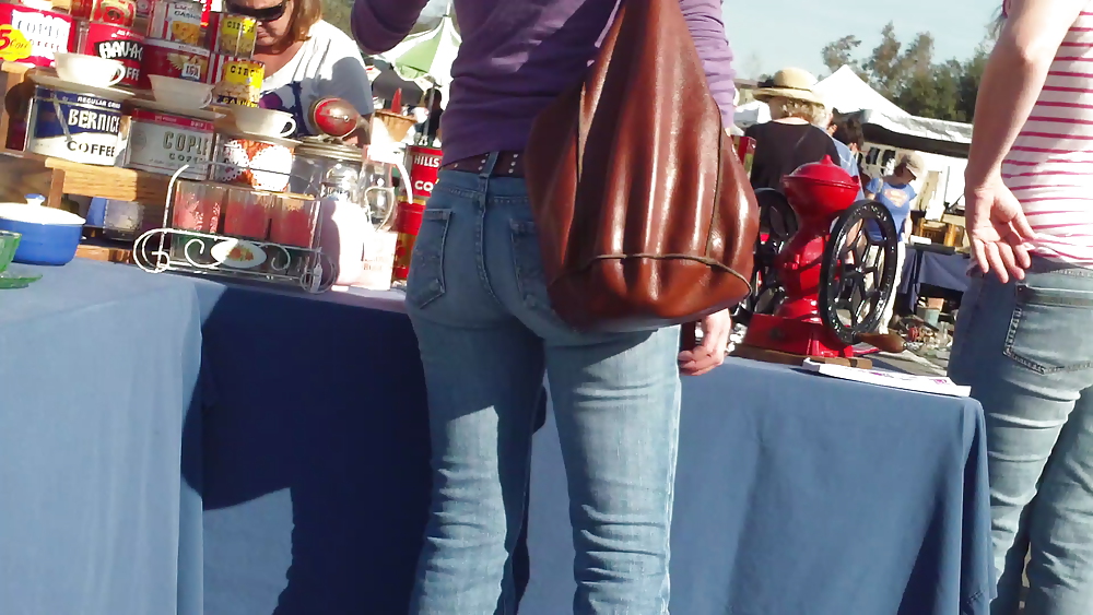 Nice round bubbly butt & ass in tight blue jeans #8871102