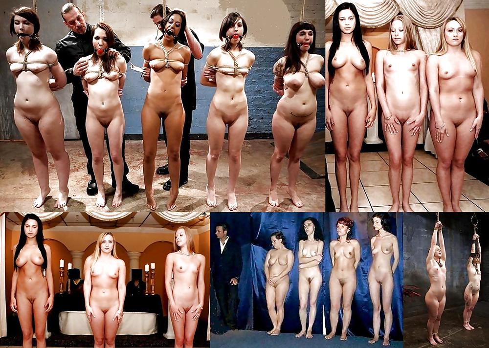 Mujeres desnudas en grupos para el entrenamiento de esclavos
 #14371393