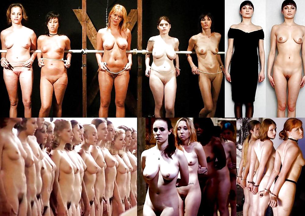 Mujeres desnudas en grupos para el entrenamiento de esclavos
 #14371409