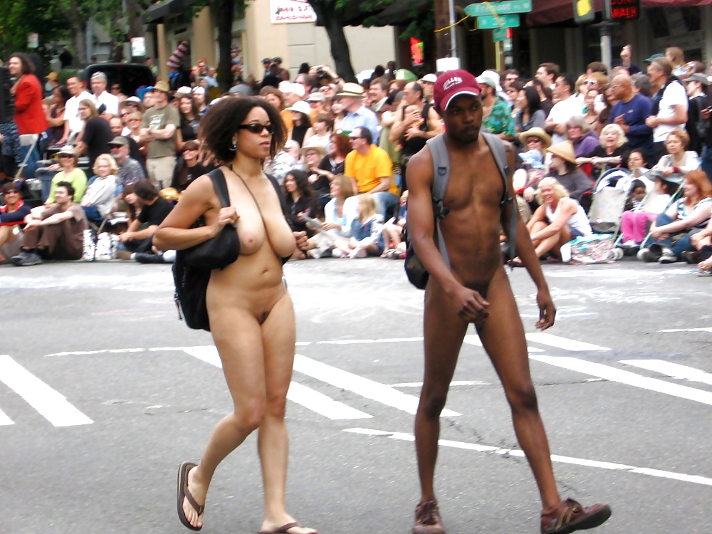Nude Black Couple At Fremont Solstice Parade #19135147