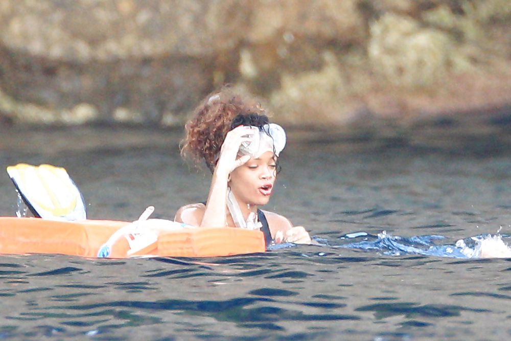 Rihanna swimming wPOKIES in San Fruttuoso Bay Italy #5990921