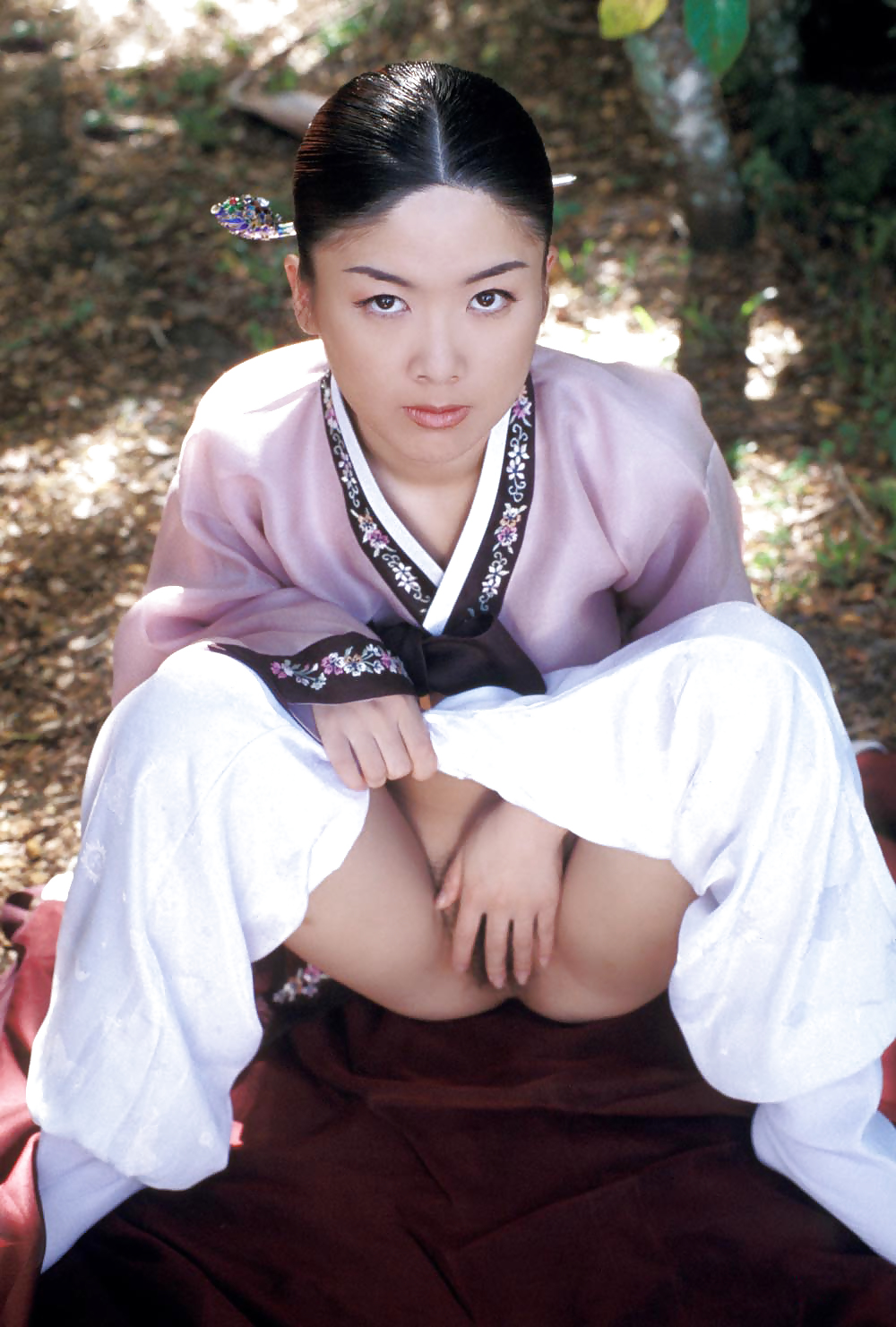 Korean hanbok girl nude in park #10405205
